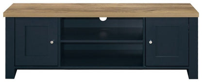 Highgate Blue and Oak Effect TV Unit- 2 Doors