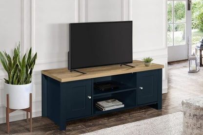 Highgate Blue and Oak Effect TV Unit- 2 Doors