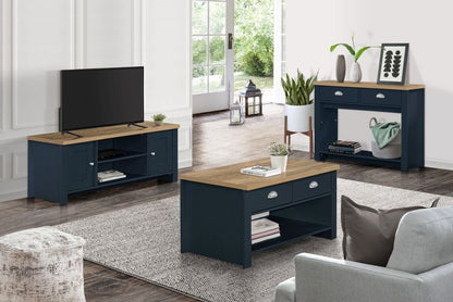 Highgate Blue and Oak Effect TV Unit- 2 Doors