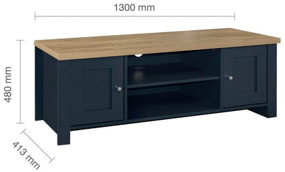 Highgate Blue and Oak Effect TV Unit- 2 Doors