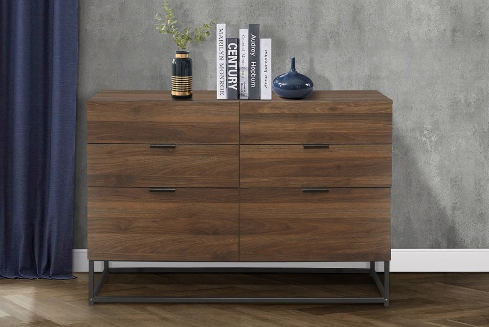 Houston Walnut 6 Drawer Wide Chest