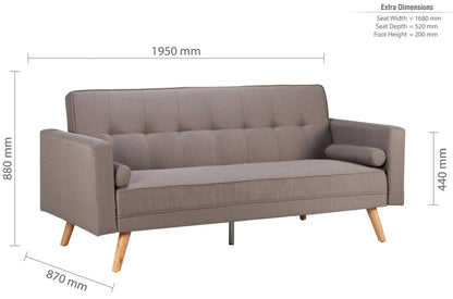 Ethan Grey Fabric 3 Seater Click Clack Sofabed