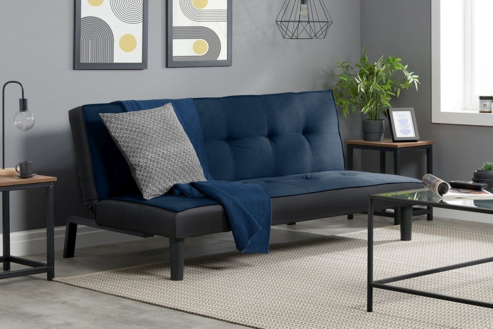 Aurora Midnight Blue Fabric 3 Seater Sofabed