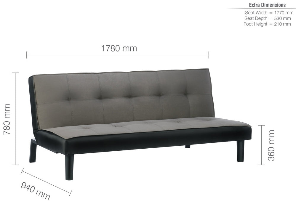 Aurora Grey Fabric 2 Seater Sofabed