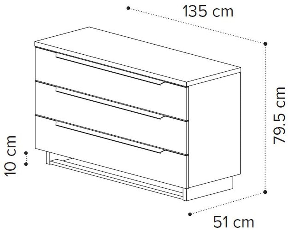 Camel Kimera Night White Italian 3 Drawer Chest