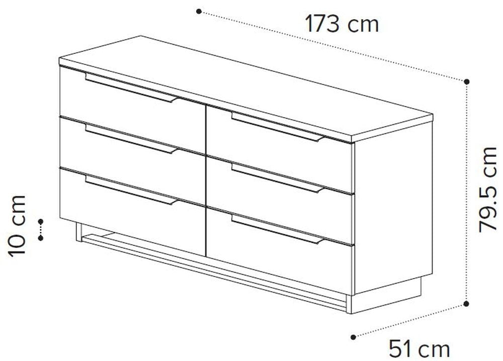 Camel Kimera Night White Italian 6 Drawer Chest