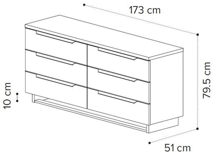 Camel Kimera Night White Italian 6 Drawer Chest