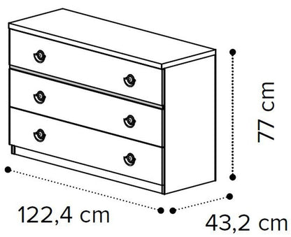 Camel Nabucco Night Silver Birch Italian 3 Drawer Chest