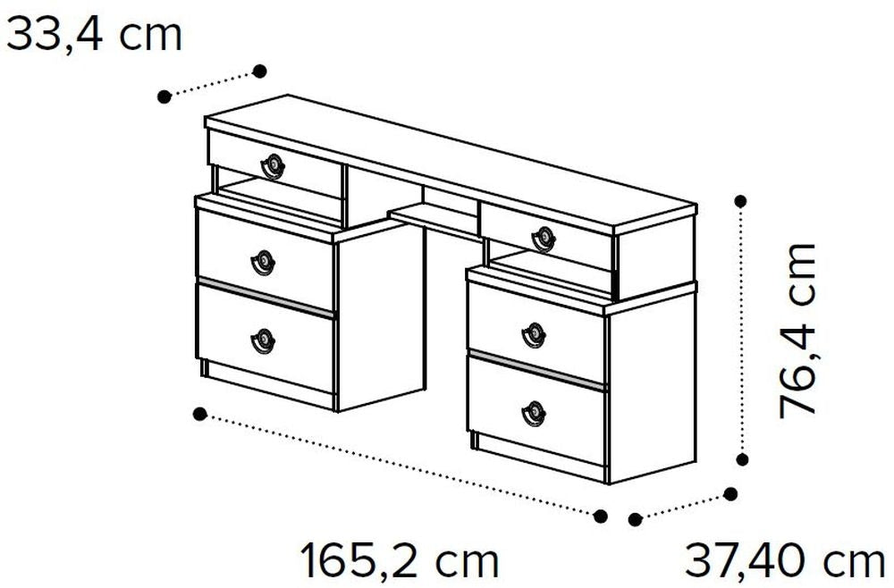 Camel Nabucco Night Silver Birch Italian 6 Drawer Dressing Table