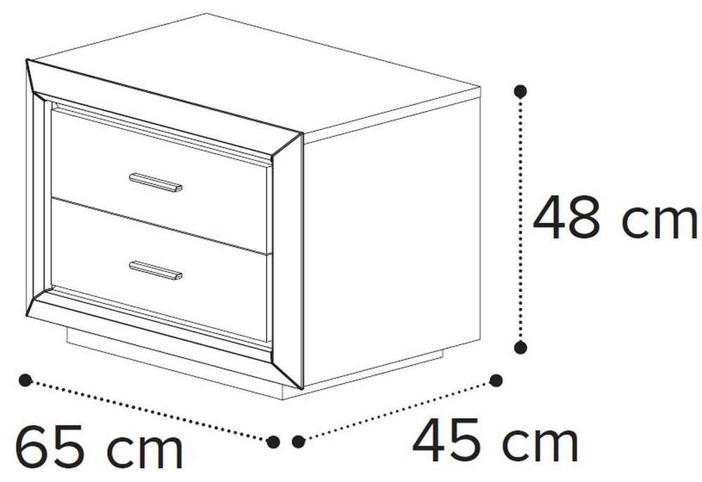 Camel Elite Night Silver Birch Italian 2 Drawer Bedside Cabinet