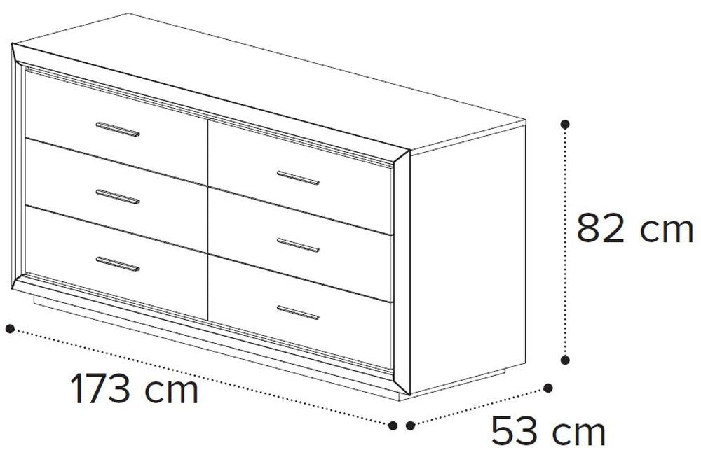 Camel Elite Night Silver Birch Italian 6 Drawer Chest