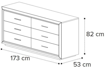 Camel Elite Night Silver Birch Italian 6 Drawer Chest