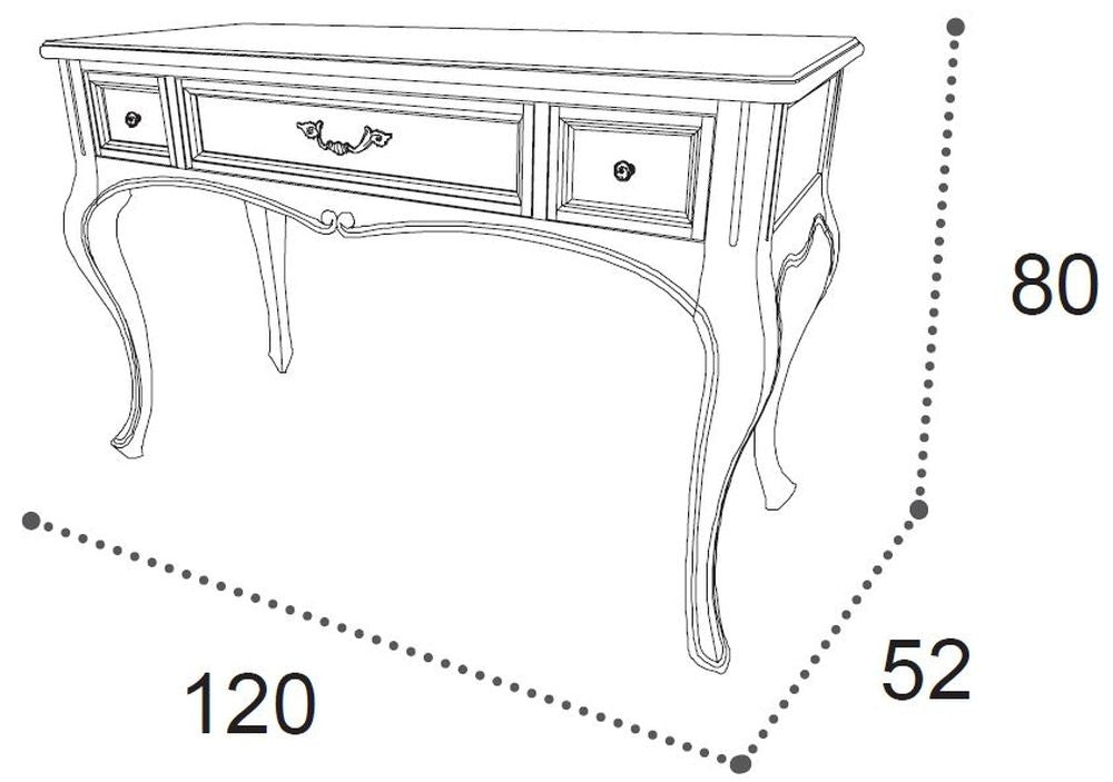 Camel Verdi Night Antique Walnut French Style 3 Drawer Dressing Table