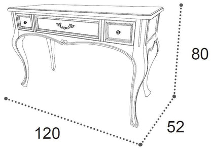 Camel Verdi Night Ivory Painted French Style 3 Drawer Dressing Table