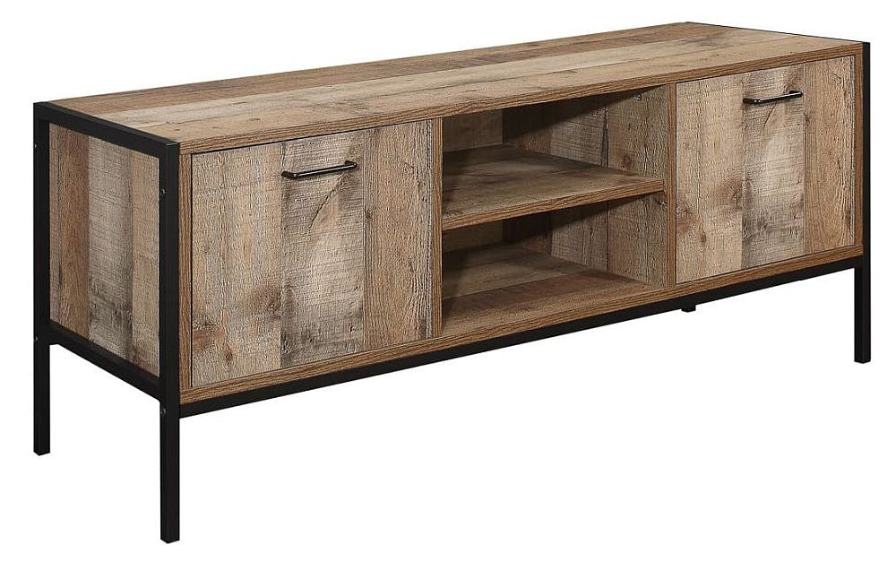 Urban Rustic Wood Effect Industrial Style TV Unit