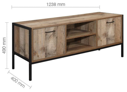 Urban Rustic Wood Effect Industrial Style TV Unit