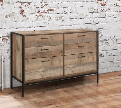 Urban Rustic Wood Effect Industrial Style Wide Chest