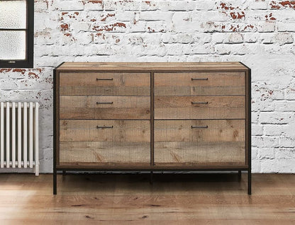 Urban Rustic Wood Effect Industrial Style Wide Chest