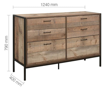 Urban Rustic Wood Effect Industrial Style Wide Chest