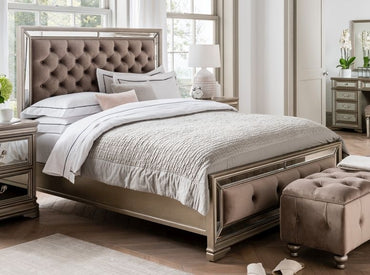 Vida Living Jessica Champagne Mirrored Velvet Bed