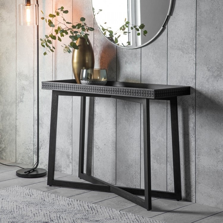 Boho Boutique Black Wood 110cm Console Table