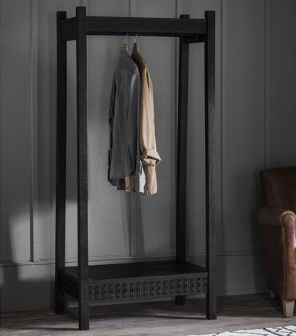 Boho Boutique Black Wood Open Wardrobe