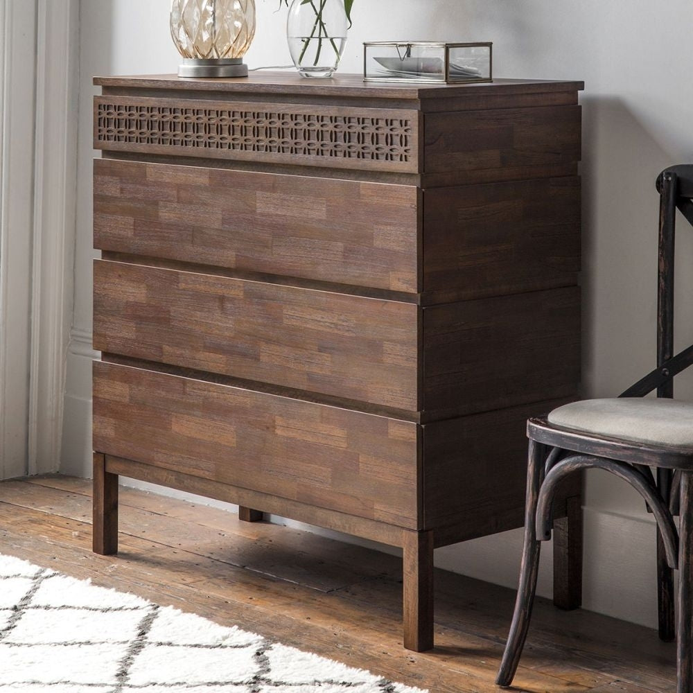 Boho Retreat Chocolate Wood Chest - 4 Drawers