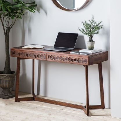 Boho Retreat Chocolate Wood Writing Desk - 2 Drawers