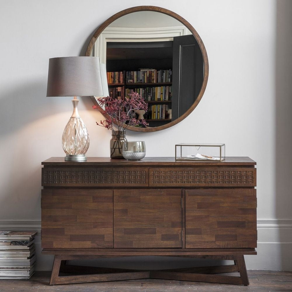 Boho Retreat 140cm Chocolate Wood Medium Sideboard - 3 Doors