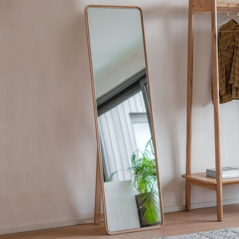 Kingham Natural Oak Cheval Bedroom Mirror - 50cm x 170cm