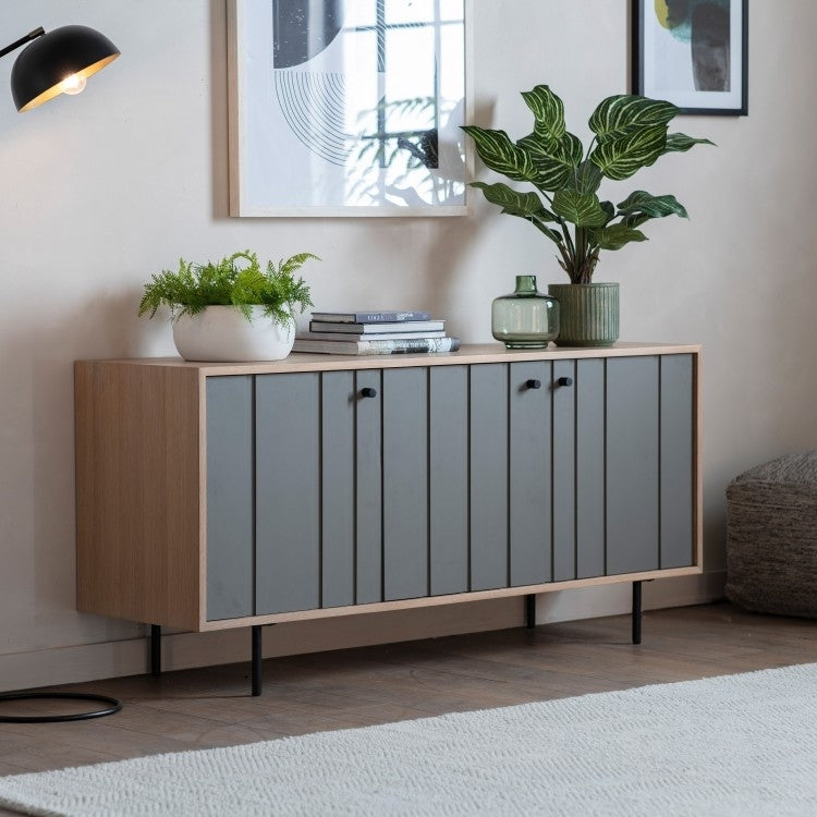 Fuji Oak and Grey 150cm Medium Sideboard - 3 Doors