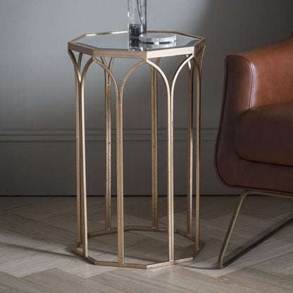 Canterbury Mirrored and Gold Side Table