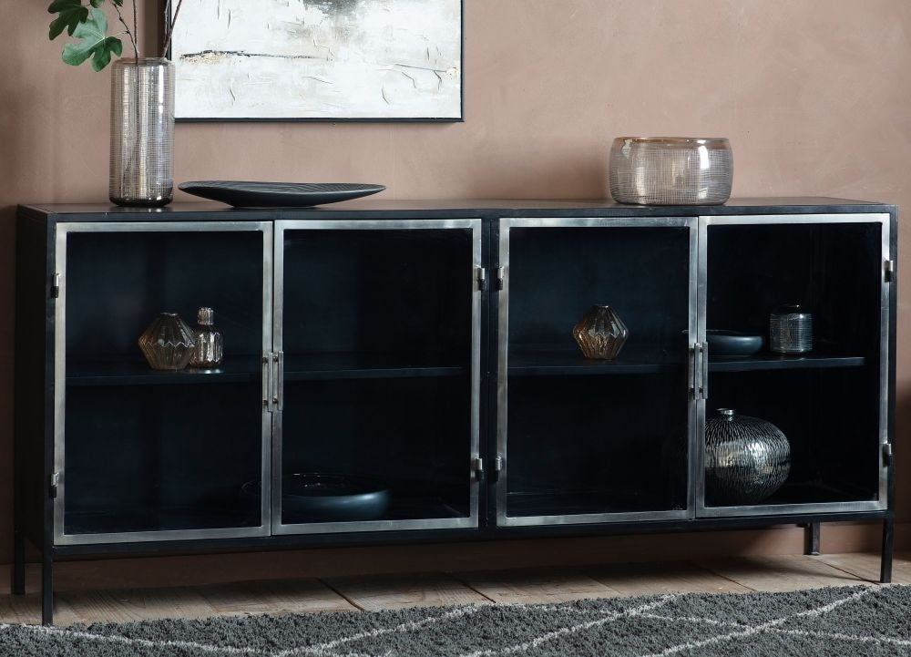 Kilkenny Black Metal Extra Large Sideboard - 4 Doors