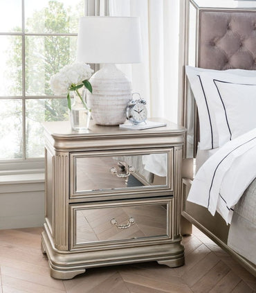 Vida Living Jessica Champagne Mirrored Bedside Cabinet