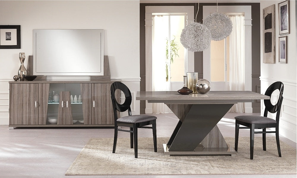 Bagni Dark Grey Oak 4 Door Italian Sideboard with LED Light