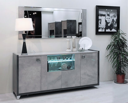 Milo Grey Marble Effect 4 Door Italian Sideboard with LED Light