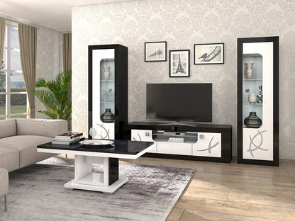 Enna Black and White 2 Door Italian TV Unit with LED Light