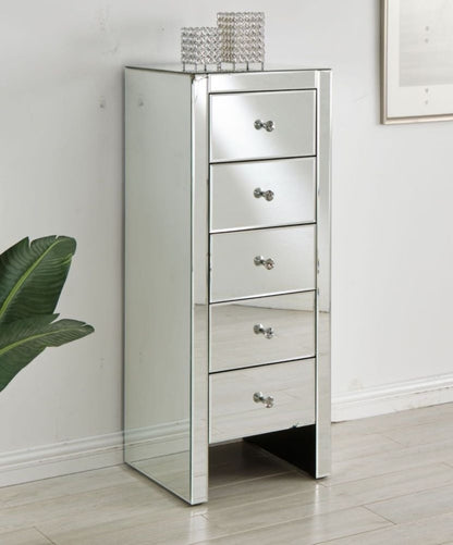 Hollywood Mirrored 5 Drawer Tallboy Chest