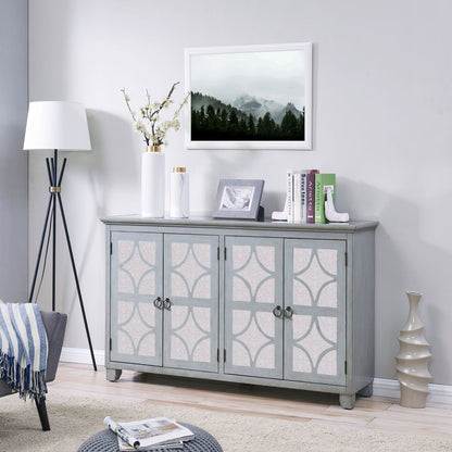 Russell Grey Mirrored 4 Door Sideboard