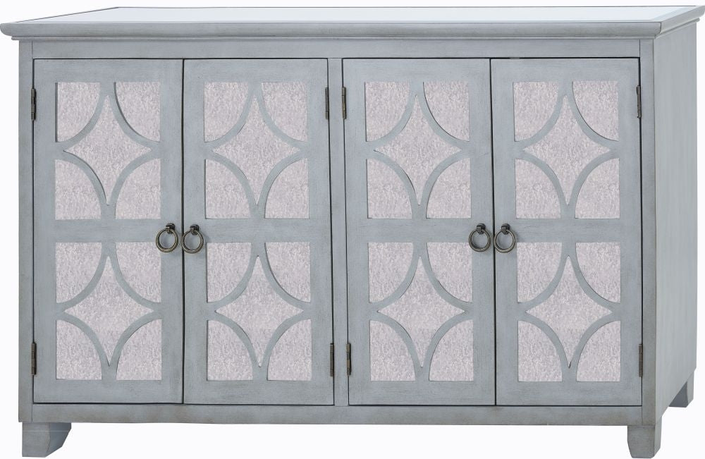 Russell Grey Mirrored 4 Door Sideboard with Mirror