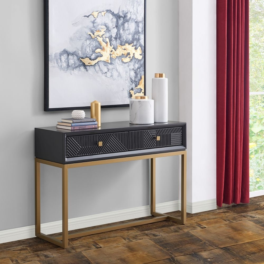 Orlando Black Geometric Design Console Table