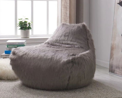 Grey Faux Sheepskin Fur Bean Bag