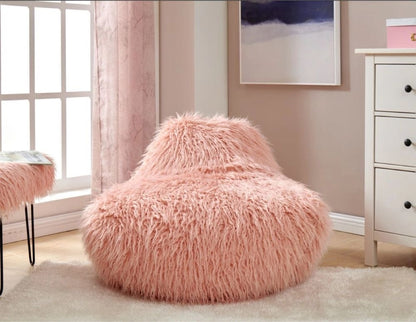 Pink Faux Sheepskin Fur Bean Bag