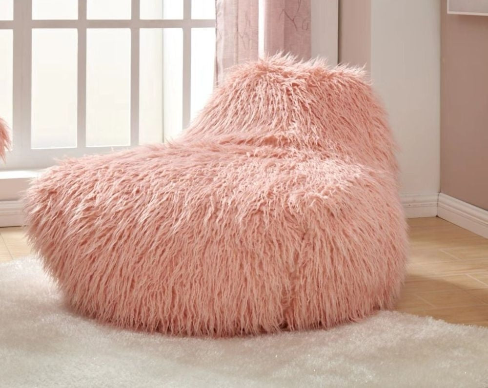 Pink Faux Sheepskin Fur Bean Bag