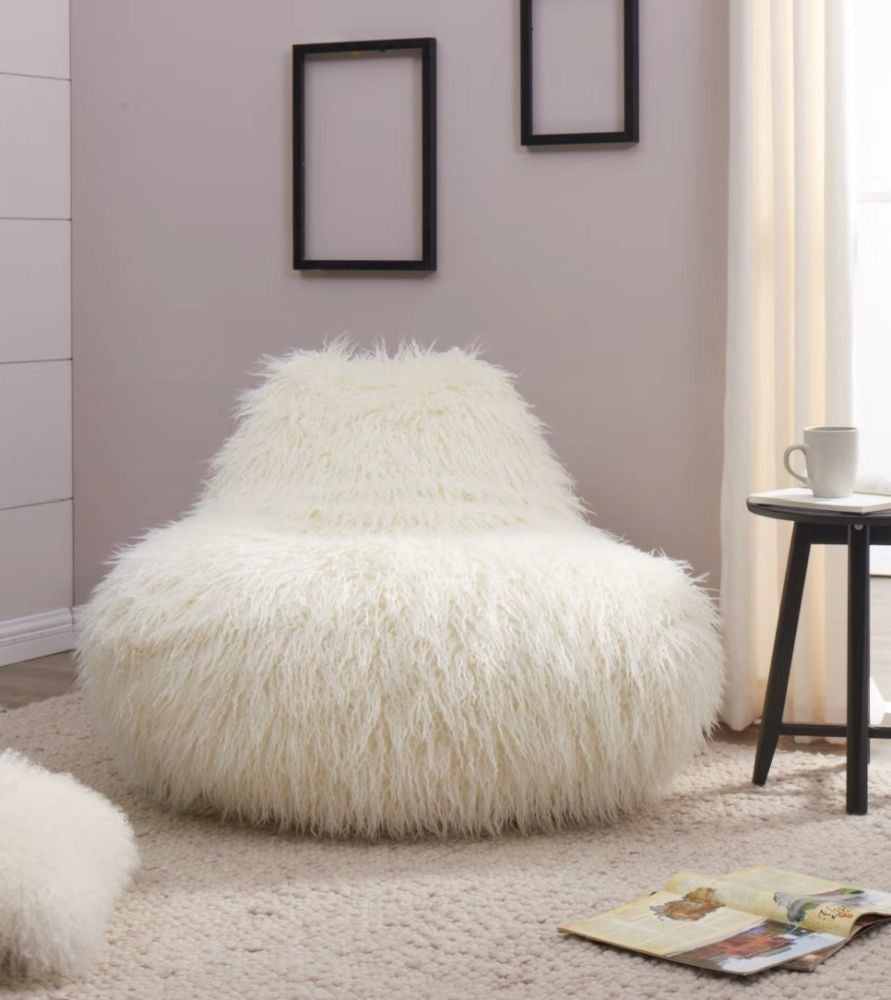 White Faux Sheepskin Fur Bean Bag