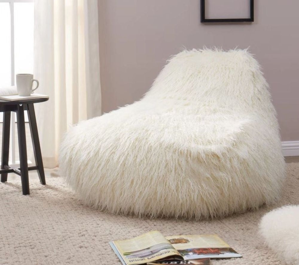 White Faux Sheepskin Fur Bean Bag