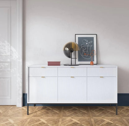 Nova White Matt 3 Door 3 Drawer Large Sideboard