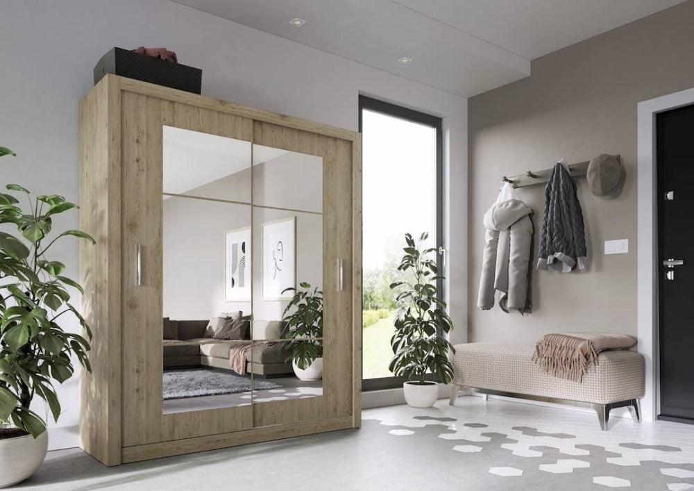 Idea Oak San Remo 2 Door Mirror Sliding Wardrobe