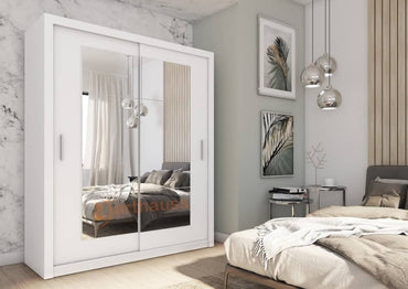 Idea White Matt 2 Door Mirror Sliding Wardrobe