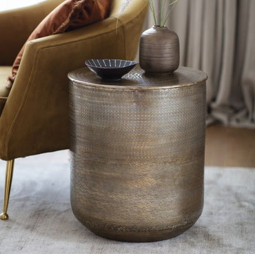 Ashta Brass Drum Round Side Table